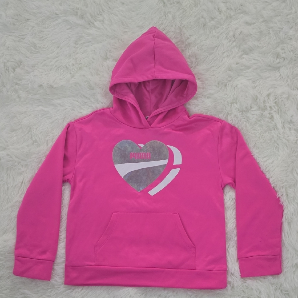 Puma Pink Hoodie with Heart Graphic